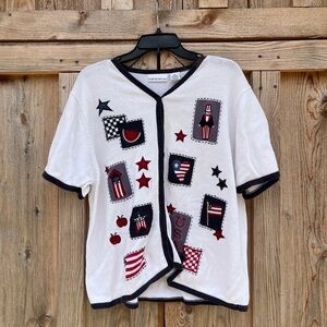 Croft & Barrow White and Black Patriotic Sweater